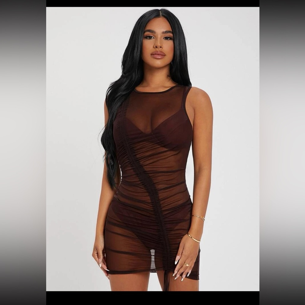Brown sheer dress